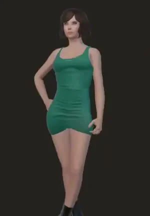 Alba vestida en el probador del juego